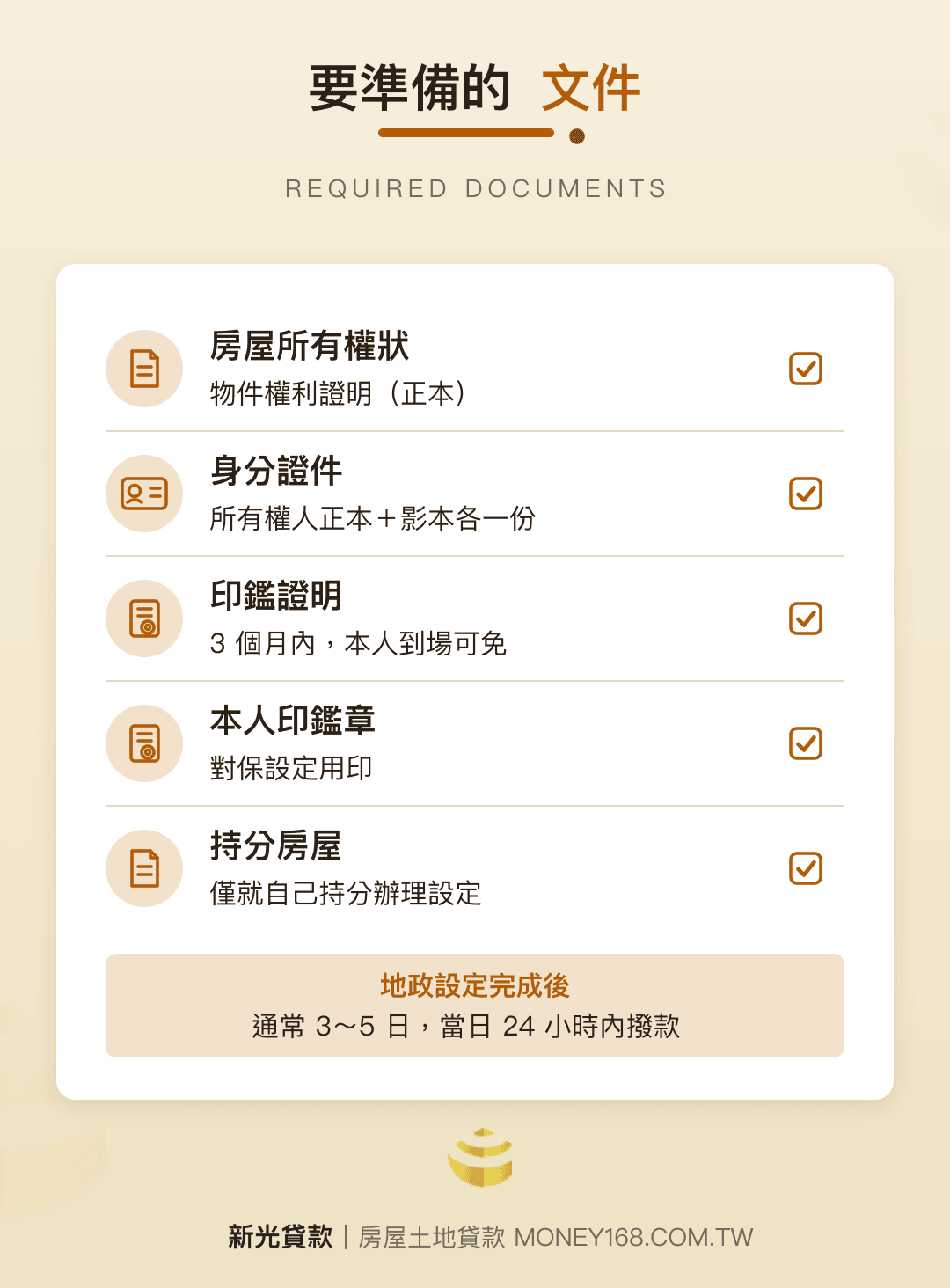 台中房屋二胎申辦要準備的 5 項文件清單